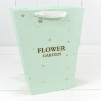 Пакет подарочный "Ваза для цветов" 25*30*16 260г "Flower Garden" Зеленовато-голубой 1/10 1/200 Арт: 000233K/1