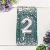 Свеча для торта Цифра 2 Серебряный 6см 1/12 1/120 Арт: 20014/2