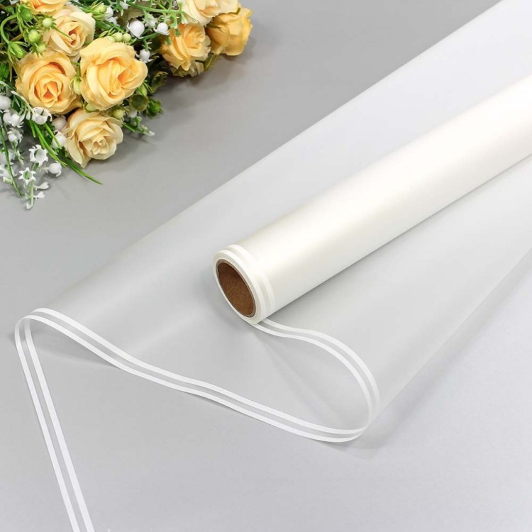 Плёнка 0,58*10м матовая с двойной белой полосой 50мкм Белый 1/30 Арт: 1624/2