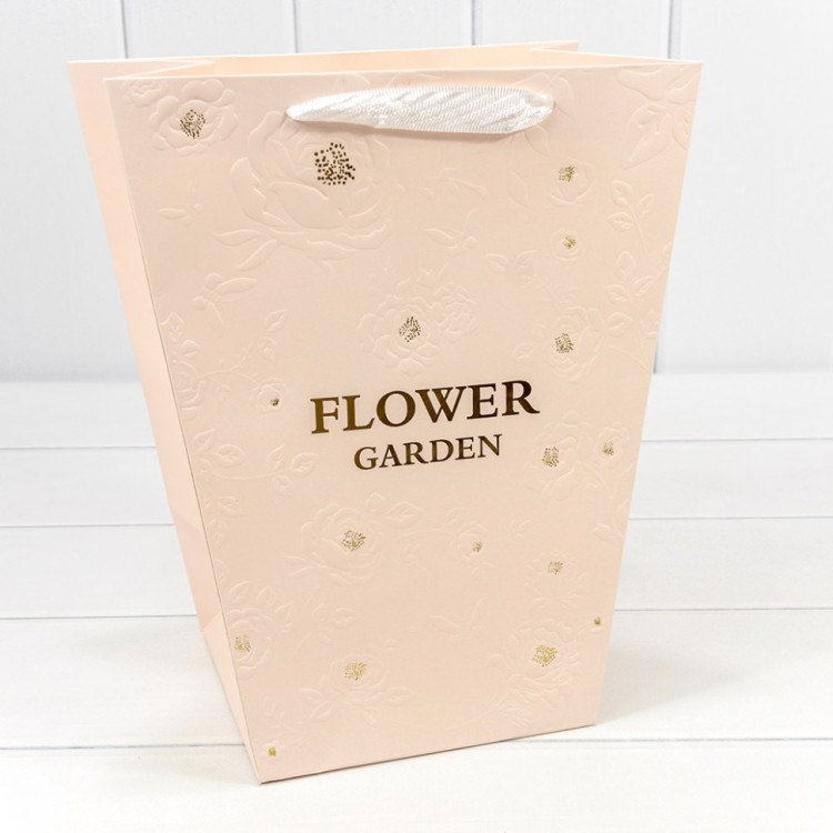 Пакет подарочный "Ваза для цветов" 25*30*16 260г "Flower Garden" Персиковый 1/10 1/200 Арт: 000233K/5
