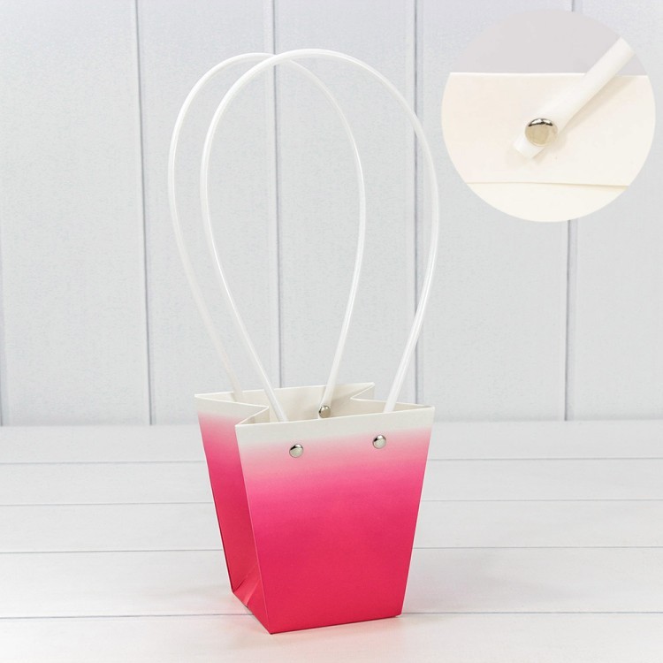 Пакет подарочный "Ваза для цветов" 12,5*12*8 260г "Градиент" Малиновый 1/10 1/200 Арт: 000184H/4