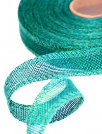 Лента Лен искусственный с проволокой 2,5см*25ярд Светло-бирюзовый 1/100 Арт: 5511-25/18