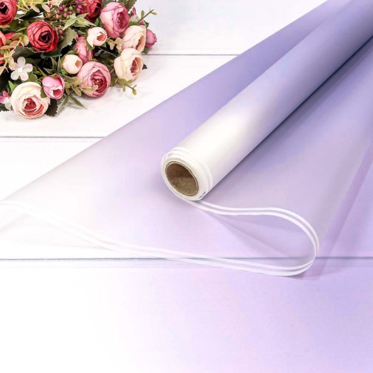 Плёнка 0,58*10м матовая с двойной белой полосой 50мкм Светло-фиолетовый 1/30 Арт: 1624/2635