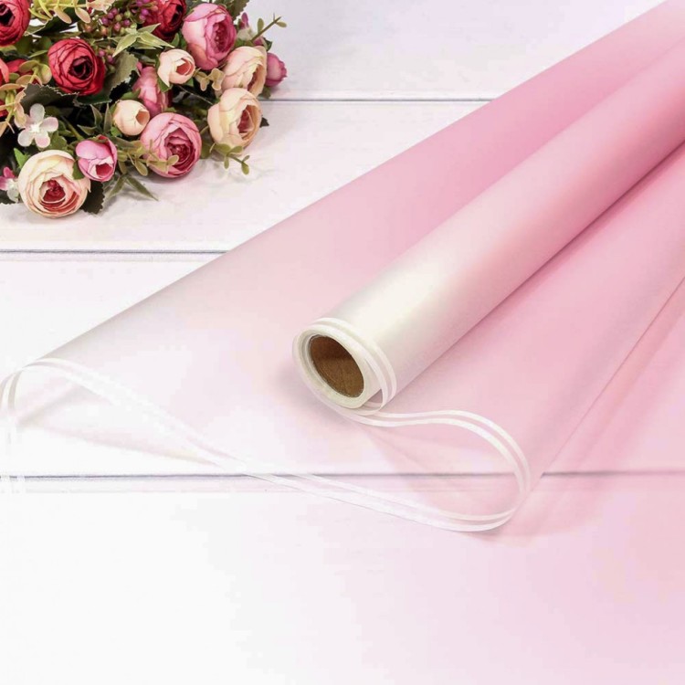 Плёнка 0,58*10м матовая с двойной белой полосой 50мкм Розовый 1/30 Арт: 1624/217