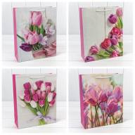Пакет подарочный с блёстками "Тюльпаны" (микс 312) 26*32*10 210г 1/20 1/240 Арт: 000312C - Пакет подарочный с блёстками "Тюльпаны" (микс 312) 26*32*10 210г 1/20 1/240 Арт: 000312C
