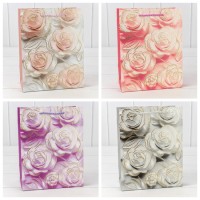 Пакет подарочный с тиснением "Цветы" (микс 113) 18*23*10 210г 1/20 1/360 Арт: 000113E