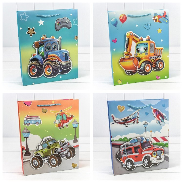 Пакет подарочный с 3D аппликацией "Детский" (микс 3) 26*32*10 1/20 1/240 Арт: 000107C