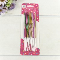  Свечи для торта набор (12 шт.) 13см "Спираль" (микс) 1/12 1/240 Арт: 20010-27/14