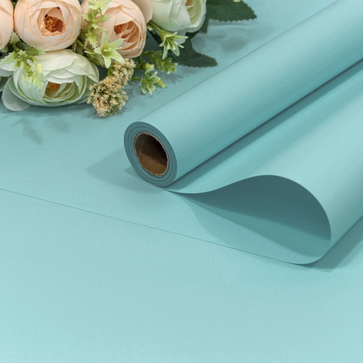 Плёнка 0,58*10м матовая "Корейская" 55мкм Голубой-635 1/30 Арт: 1638/635