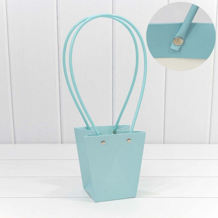 Пакет подарочный "Ваза для цветов" 12,5*12*8 Голубой 1/10 1/200 Арт: 000171H/14