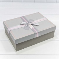 Коробки Прямоугольные Набор 1/3 33,5*25*11,5 с бантом Серый 1/12 Арт: 721306/77