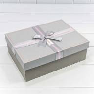 Коробки Прямоугольные Набор 1/3 33,5*25*11,5 с бантом Серый 1/12 Арт: 721306/77 - Коробки Прямоугольные Набор 1/3 33,5*25*11,5 с бантом Серый 1/12 Арт: 721306/77