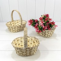 Корзины плетёные Овальные Набор 1/3 28*21*10 (±5%) из бумаги с ручкой Бежевый 1/20 Арт: 420183/122