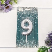 Свеча для торта Цифра 9 Серебряный 6см 1/12 1/120 Арт: 20014/9