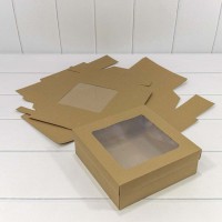 Коробка Квадратная 20*20*7 сборная с окошком Крафт 1/20 1/240 Арт: 000923/1