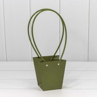 Пакет подарочный "Ваза для цветов" 12,5*12*8 Оливково-зелёный 1/10 1/200 Арт: 000171H/27