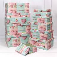 Коробки Прямоугольные Набор 1/10 34*26*15,3 "Сердца с цветами" 1/6 Арт: 721604/956 - Коробки Прямоугольные Набор 1/10 34*26*15,3 "Сердца с цветами" 1/6 Арт: 721604/956