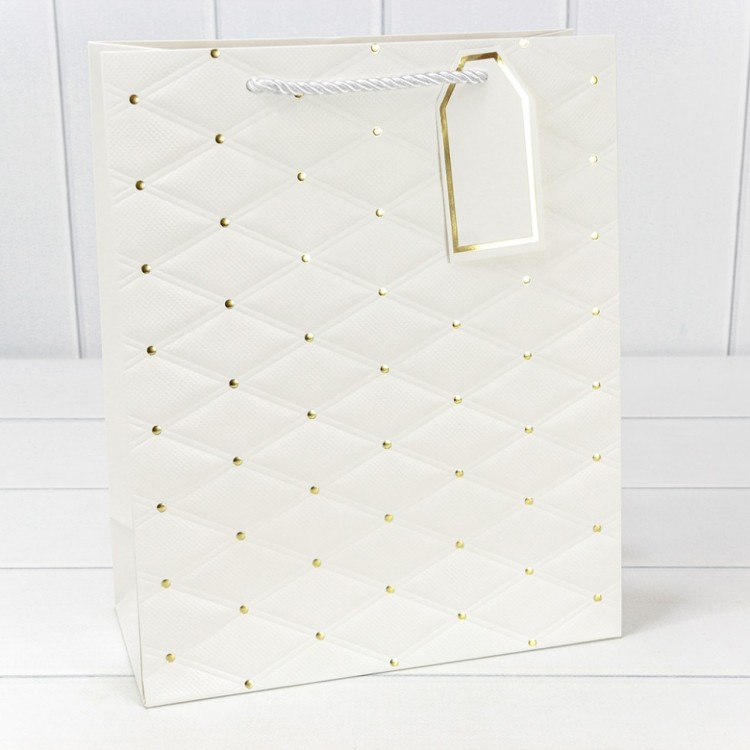 Пакет подарочный с тиснением (549) 26*32*12 210г Белый 1/20 1/240 Арт: 000549C/1