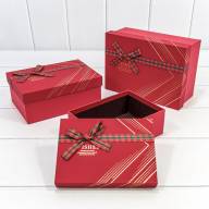 Коробки Прямоугольные Набор 1/3 22,5*16*9,5 с бантом &quot;Wishes&quot; Красный 1/12 Арт: 721624/2 - Коробки Прямоугольные Набор 1/3 22,5*16*9,5 с бантом "Wishes" Красный 1/12 Арт: 721624/2
