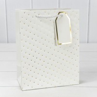 Пакет подарочный с тиснением (550) 18*23*10 210г Белый 1/20 1/360 Арт: 000550E/1