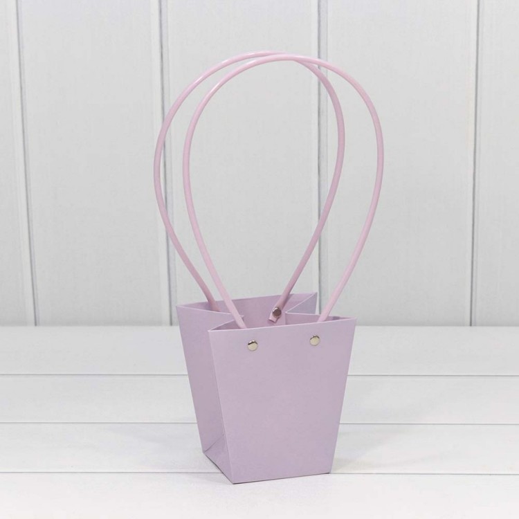 Пакет подарочный "Ваза для цветов" 12,5*12*8 Бледно-сиреневый 1/10 1/200 Арт: 000171H/32