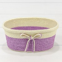 Кашпо плетёное Овальное 18*11*8 (±5%) из бумаги с бантиком Фиолетовый 1/100 Арт: 420143/13