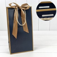 Пакет подарочный с лентой 20*38*12 210г Синий 1/10 1/120 Арт: 000502EM/16