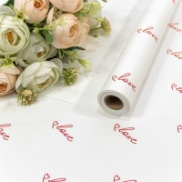  Плёнка 0,57*10м матовая "Love" 65мкм Белый/Красный 1/30 Арт: 1860/4