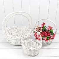 Корзины плетёные Круглые Набор 1/4 40*15/44 с ручкой Белый 1/20 Арт: 420180/1