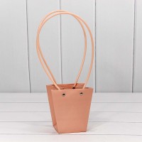 Пакет подарочный "Ваза для цветов" 12,5*12*8 Бежево-красный 1/10 1/200 Арт: 000171H/6