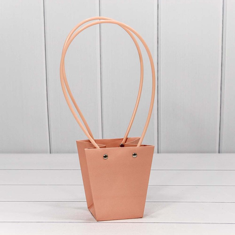 Пакет подарочный "Ваза для цветов" 12,5*12*8 Бежево-красный 1/10 1/200 Арт: 000171H/6