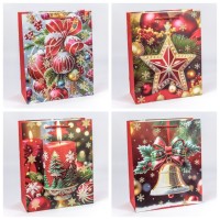 Пакет подарочный с блёстками "Новый год" (микс 559) 26*32*12 210г 1/20 1/240 Арт: 300559C