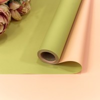 Плёнка 0,58*10м матовая двухсторонняя 60мкм Светлый жёлто-зелёный/Персиковый 1/30 Арт: 1604/6022