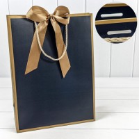 Пакет подарочный с лентой 31*42*12 210г Синий 1/10 1/80 Арт: 000502A/16