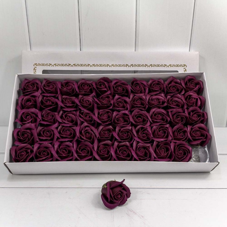 Декоративный цветок-мыло "Роза" класс А Сливовый 5,5*4 50шт. 1/20 Арт: 420055/25