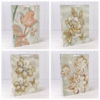 Пакет подарочный с блёстками "Цветы" (микс 202) 32*45*12 230г 1/20 1/120 Арт: 000202A