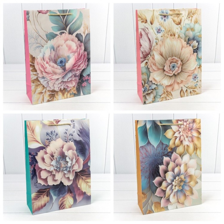 Пакет подарочный с 3D аппликацией "Цветы" (микс 257) 30*41,5*12 210г 1/20 1/80 Арт: 000257A