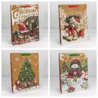 Пакет подарочный Крафт &quot;Новогодний&quot; (микс) 33*45*15 1/20 1/120 Арт: 300367A - Пакет подарочный Крафт "Новогодний" (микс) 33*45*15 1/20 1/120 Арт: 300367A