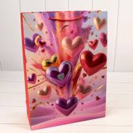 Пакет подарочный с 3D аппликацией "Сердца" (микс 112) 30*41,5*12 210г 1/20 1/80 Арт: 000112A - Пакет подарочный с 3D аппликацией "Сердца" (микс 112) 30*41,5*12 210г 1/20 1/80 Арт: 000112A