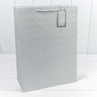 Пакет подарочный с тиснением "Узор" Серебряный 31*42*15 210г 1/12 1/120 Арт: 300860A/3