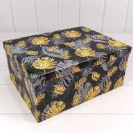 Коробки Прямоугольные Набор 1/10 34*26*15,3 "Листья на чёрном фоне" 1/6 Арт: 721604/1812 - Коробки Прямоугольные Набор 1/10 34*26*15,3 "Листья на чёрном фоне" 1/6 Арт: 721604/1812