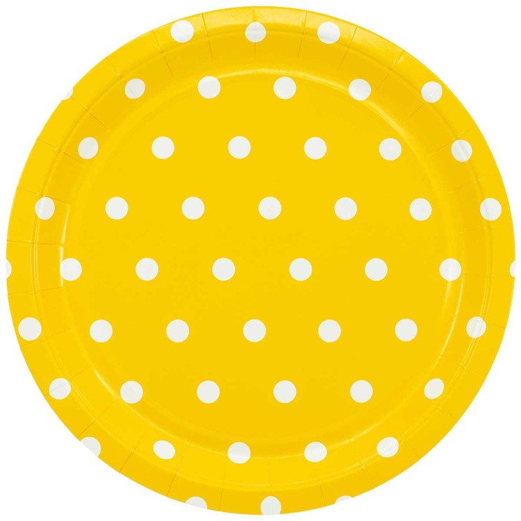 Тарелка Горошек желтая 23см 6шт/G    Арт.1502-3920