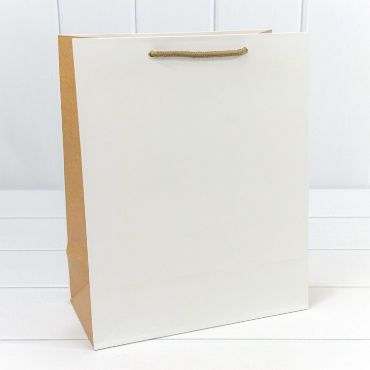 Пакет подарочный Белый/Крафт 26*32*13 230г 1/20 1/240 Арт: 000200C