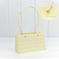 Пакет подарочный "Ваза для цветов" 22*13,5*10,5 "Квадраты" Бежевый 1/10 1/120 Арт: 000168EA/29