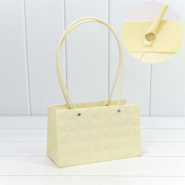 Пакет подарочный "Ваза для цветов" 22*13,5*10,5 "Квадраты" Бежевый 1/10 1/120 Арт: 000168EA/29