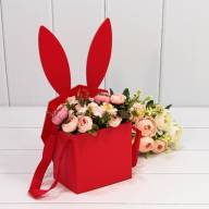 Коробка Сборная 18*9,5*31 &quot;Зайка&quot; Красный 1/10 1/80 Арт: 720796/3 - Коробка Сборная 18*9,5*31 "Зайка" Красный 1/10 1/80 Арт: 720796/3