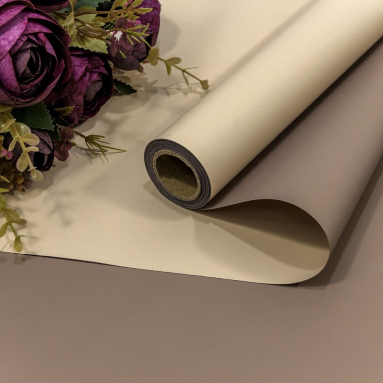 Плёнка 0,58*10м матовая двухсторонняя 60мкм Серовато-бежевый/Бледно-коричневый 1/30 Арт: 1604/2310