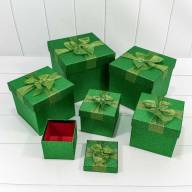 Коробки Куб Набор 1/6 20*20*18,3 &quot;Блеск&quot; Зелёный 1/12 Арт: 7308019/10047 - Коробки Куб Набор 1/6 20*20*18,3 "Блеск" Зелёный 1/12 Арт: 7308019/10047
