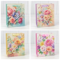 Пакет подарочный "Цветы" (микс 225) 26*32*10 210г 1/20 1/240 Арт: 000225C