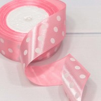 Лента Атласная Горох 3,8см*25ярд Светло-розовый 1/5 1/108 Арт: 560-38/04